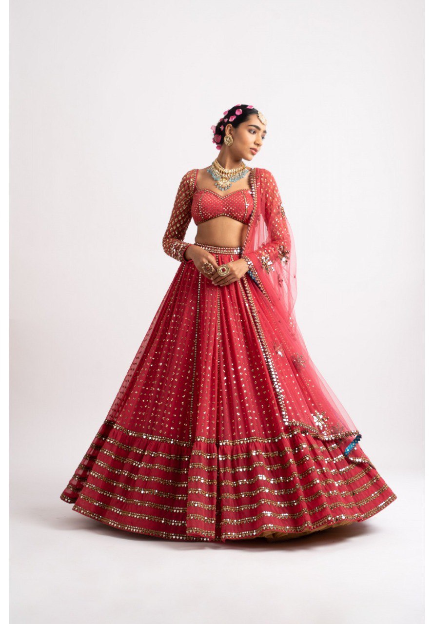 Bottle Green Sequence Embroidered Lehenga Choli Set