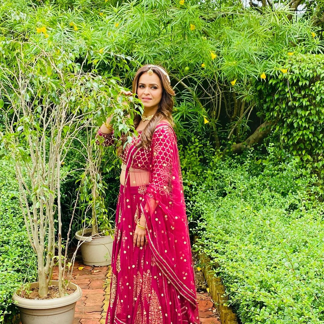 Cherry Red Faux Georgette Lehenga Choli Set