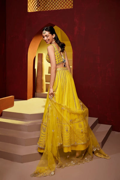 Premium Faux Georgette Lehenga Choli with 9mm Sequins Thread Embroidery
