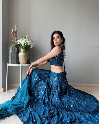 Premium Faux Georgette Sequin Embroidery Lehenga Choli Set