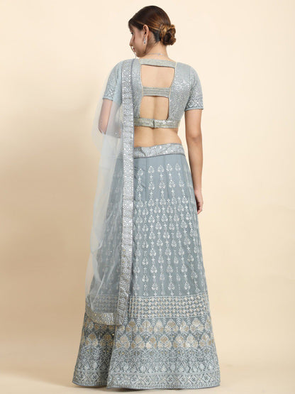 Exquisite Faux Georgette Sequin Embroidered Lehenga Set