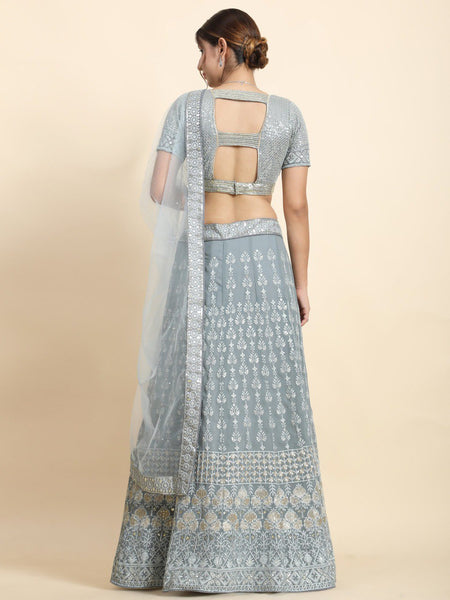 Exquisite Faux Georgette Sequin Embroidered Lehenga Set