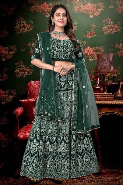 Exquisite Faux Georgette Sequin Embroidered Lehenga Set