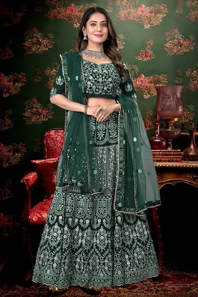 Exquisite Faux Georgette Sequin Embroidered Lehenga Set