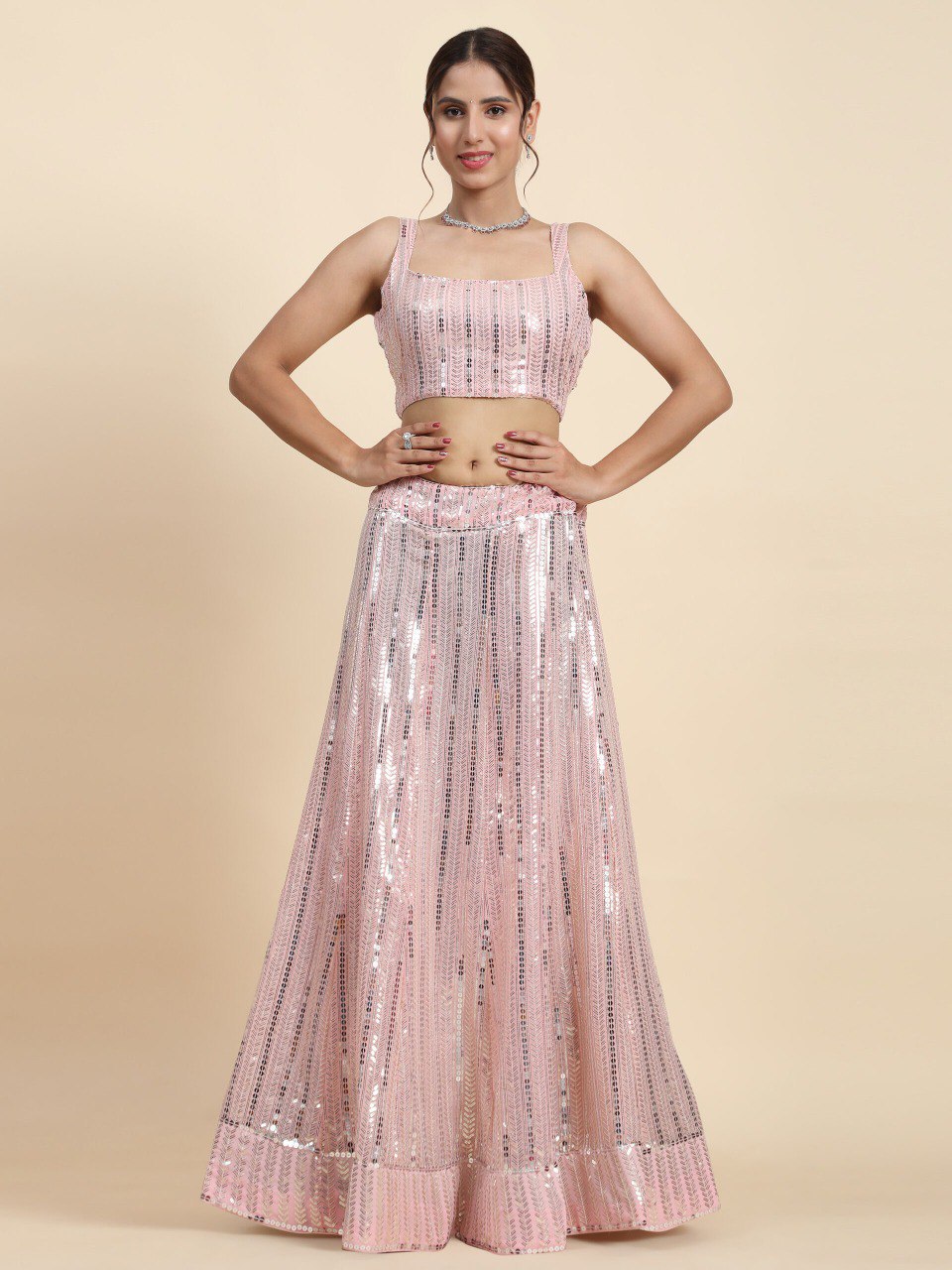 Georgette Sequin Embroidery Lehenga Set