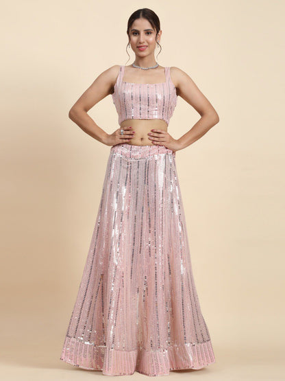 Georgette Sequin Embroidery Lehenga Set