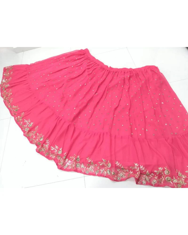 Exquisite Georgette Sequins Jari Embroidered Lehenga Choli Set
