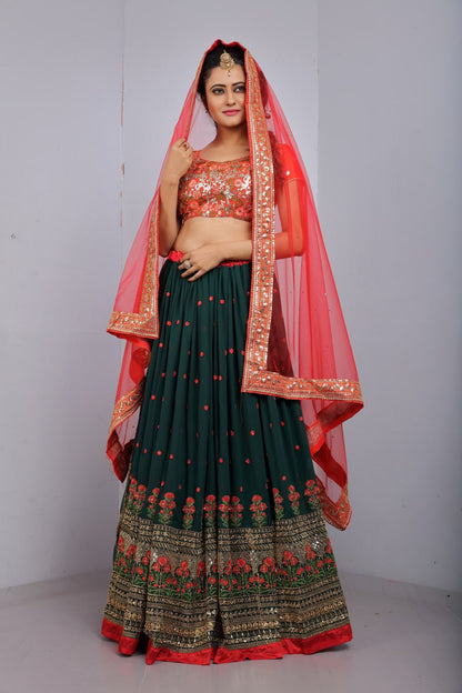 Premium Faux Georgette Sequin Lehenga Set