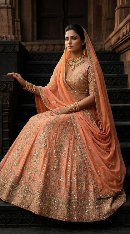 Premium Faux Georgette Lehanga Choli with Coding Sequins Work