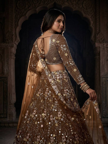 Premium Butterfly Net Lehenga with Real Mirror Sequins Work