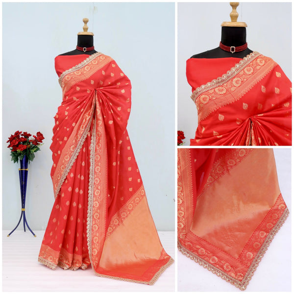 Banarasi Silk Saree with Matching Silk Blouse Piece