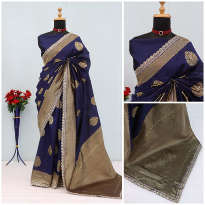 Banarasi Silk Saree With SIlk Blouse Piece For Women