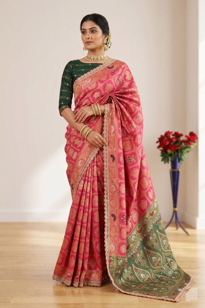 Wedding Wear Banarasi Silk Saree Blouse