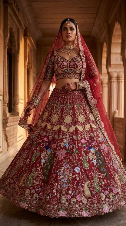 Exquisite Fox Georgette Sequins Embroidered Semi-Stitched Lehenga Choli with Dupatta
