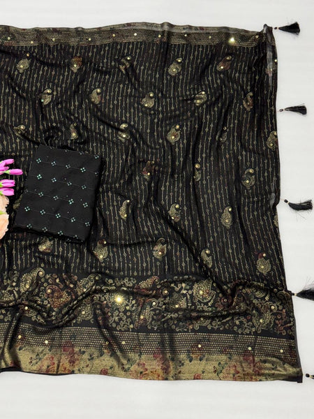 Black Georgette featuring a gorgeous Saree