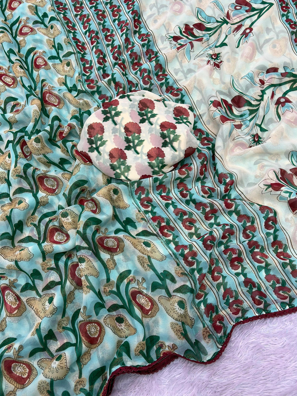 georgette flower print saree