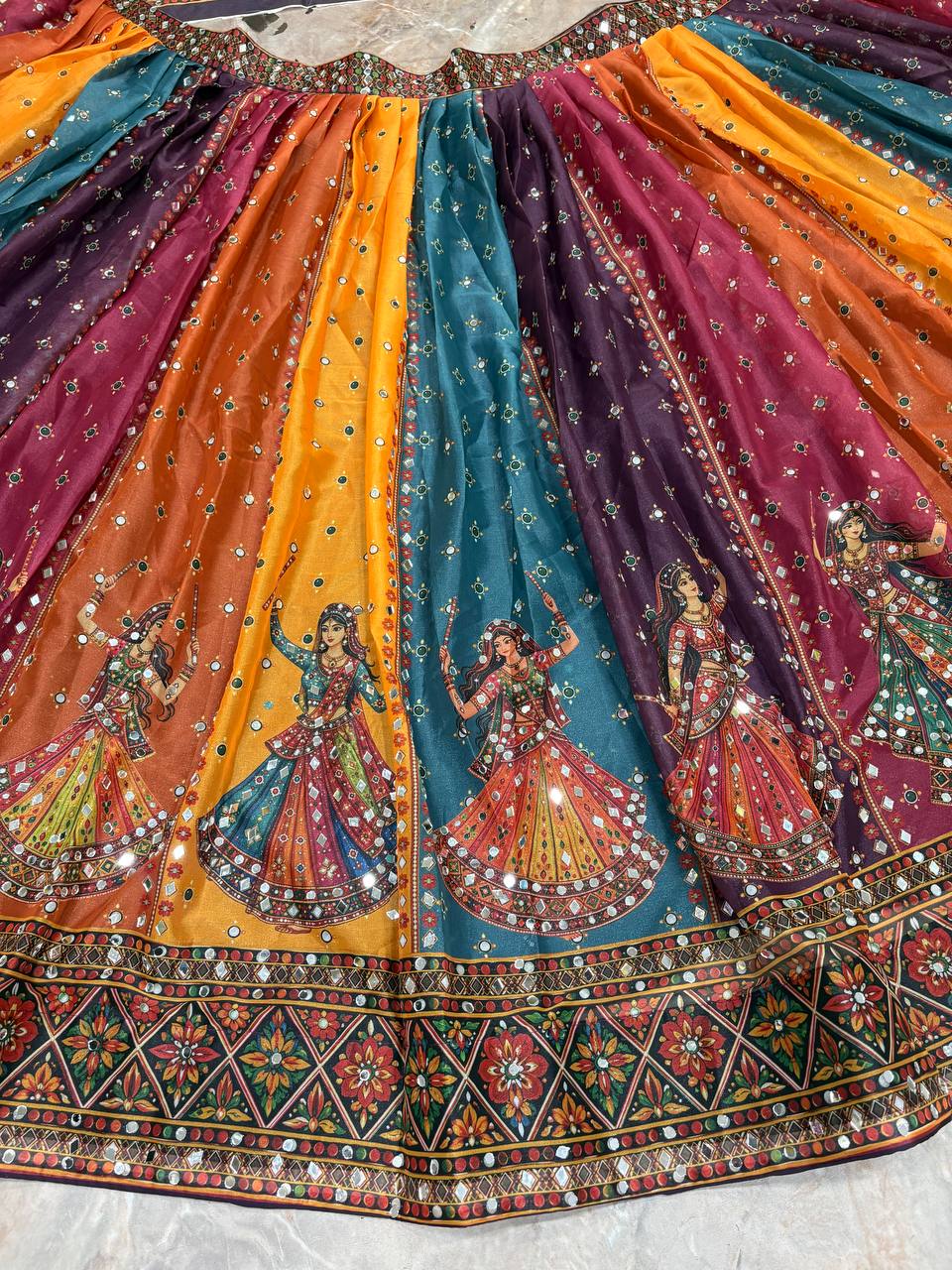 Star Georgette Digital Print & Real Mirror Work Lehenga Choli with Dupatta