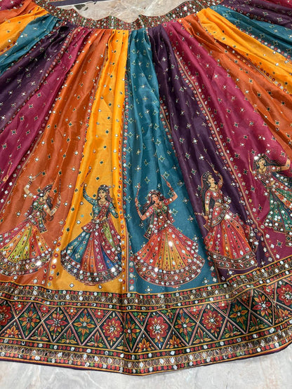 Star Georgette Digital Print & Real Mirror Work Lehenga Choli with Dupatta