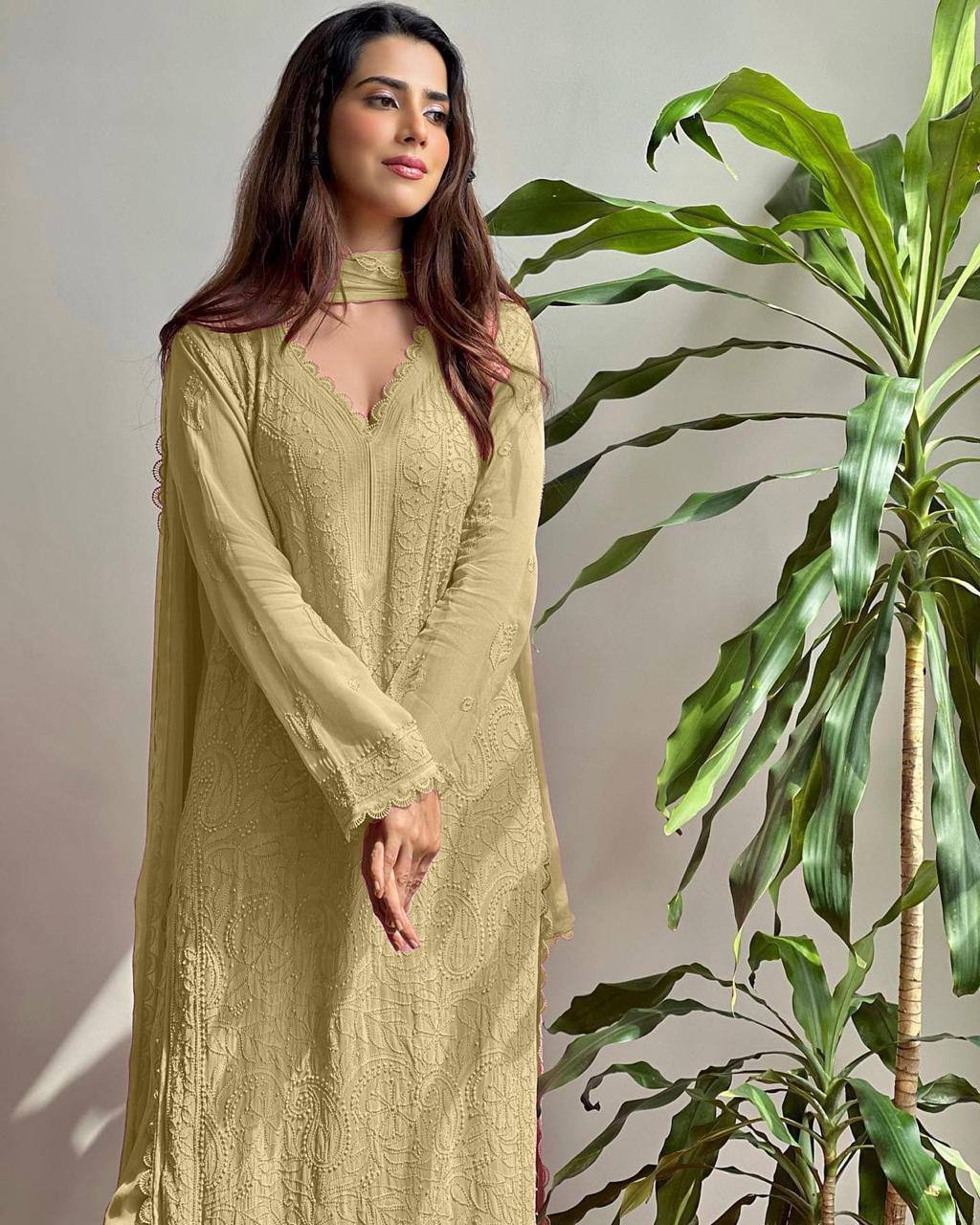 Party Wear Georgette Chikankari Embroidery Suit