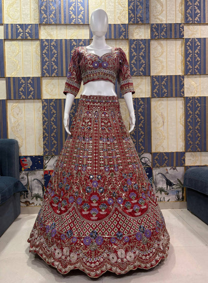 Exquisite Mono Satin Silk Lehenga Choli with Coding and Sequins Work