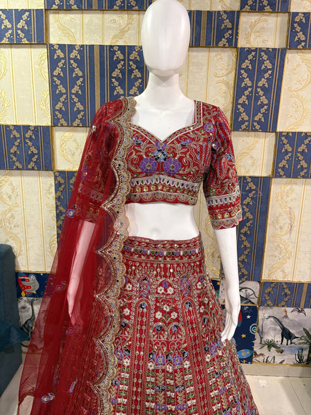 Exquisite Mono Satin Silk Lehenga Choli with Coding and Sequins Work