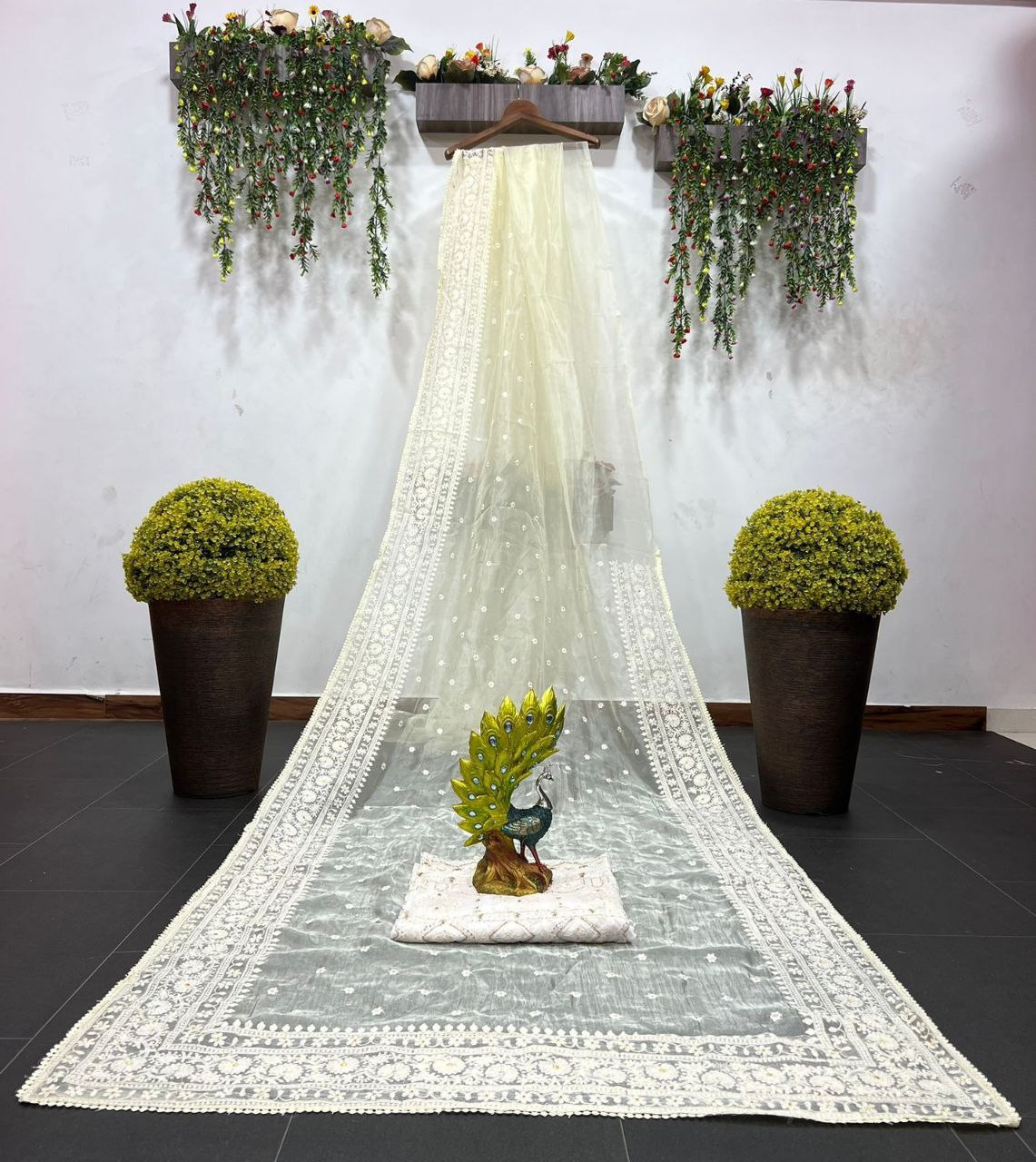 Attractive Organza Silk With Fancy Embroidery Work Saree