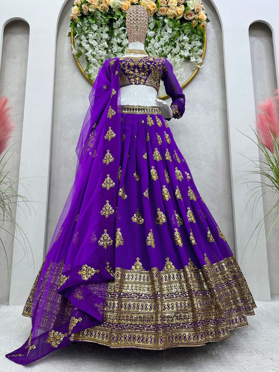 Beautiful Purple Color  Georgette Sequence Work Lehenga Choli With Dupatta