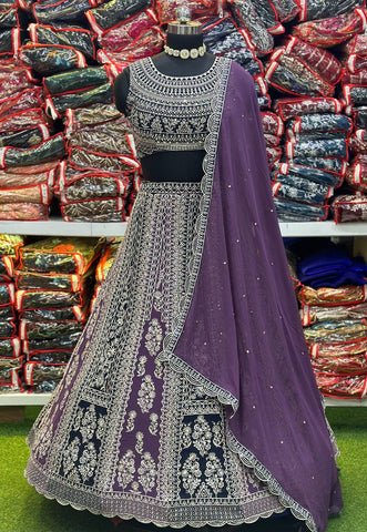 Purple Latest Georgette Lehenga choli For Women