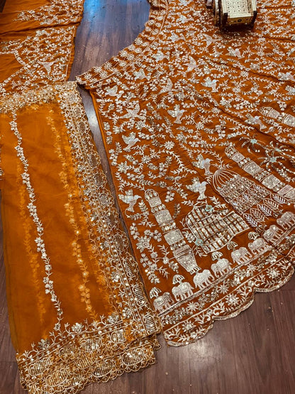 Wedding Wear Georgette Sequence Embroidered Work Lehenga Choli