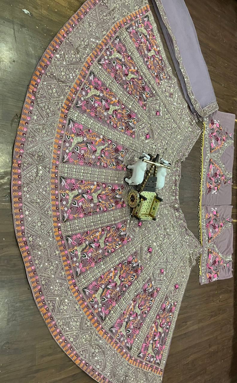 Onion Color Georgette Party Wear Lehenga For Women