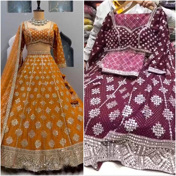 Ville Fashion Latest Georgette Real Mirror Work Lehenga