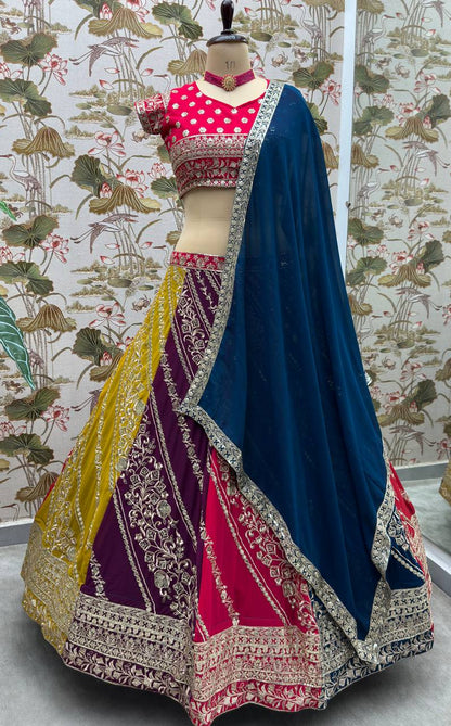 Multi Color Georgette Lehenga For Women