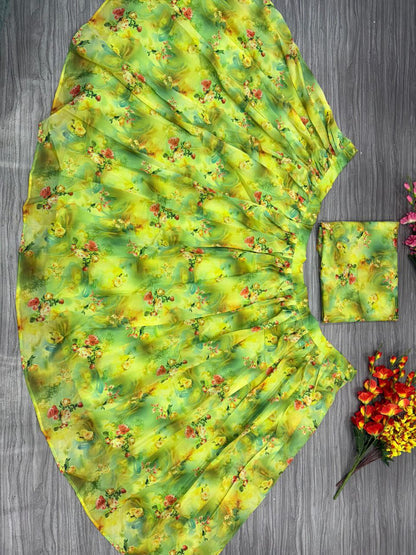Floral print Tabby Silk Lehenga Choli For Women