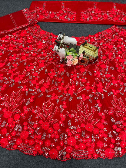 Ville Fashion Red Lehenga