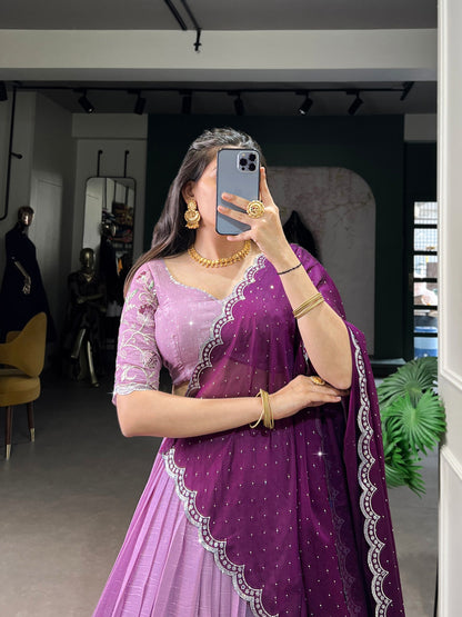 Latest Silver Glosy Sequence Work Lehenga Choli