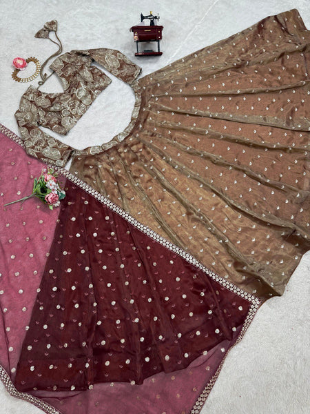 Letest Brown colour Jimmy Chu Sequnce Work Lehenga Choli