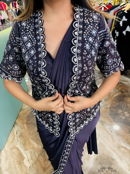 Latest Ready to wear Georgette Sequence Work Saree Jacket