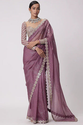 Latest Georgette Real Mirror Sequence Work Saree Blouse