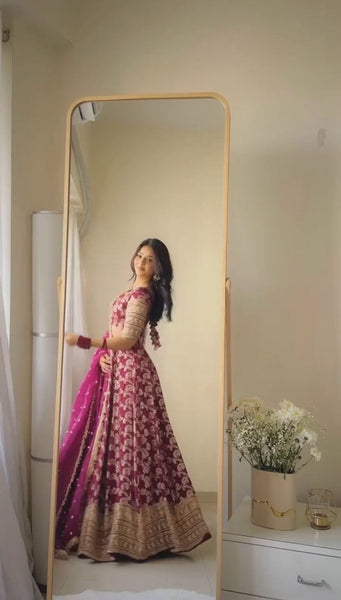 Latest Jacquard Sequence Work Lehenga Choli