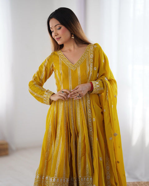 Designer Georgette Sequence Gown Set