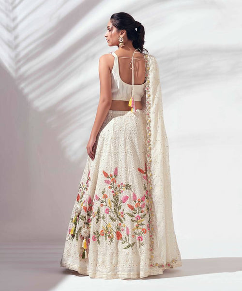 White Color Georgette Sequence Lehenga Choli
