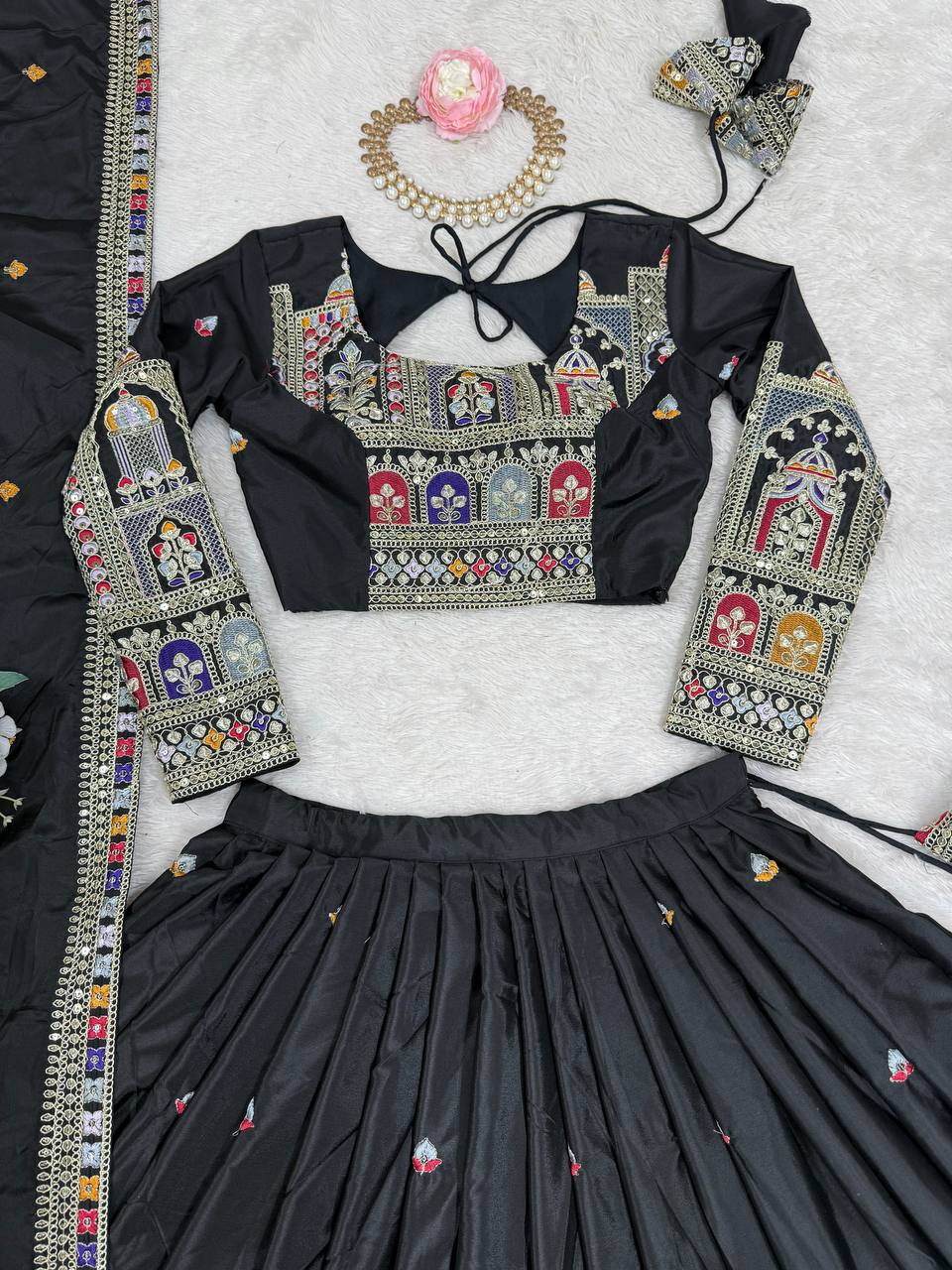 Wedding Wear Crape Silk Sequence Lehenga Choli