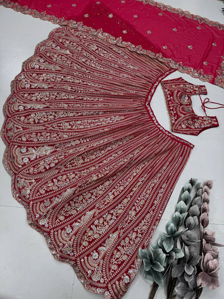 Wedding Wear Red Georgette Lehenga Choli