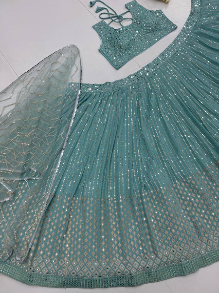 Latest Georgette Sequence Real Mirror Work Lehenga Choli