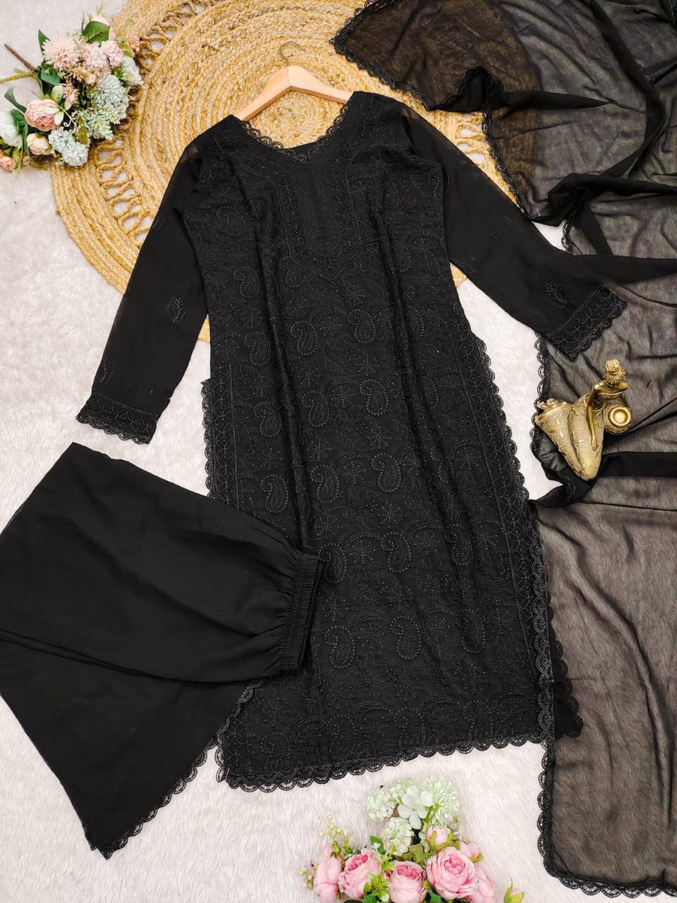 Party Wear Georgette Chikankari Embroidery Suit