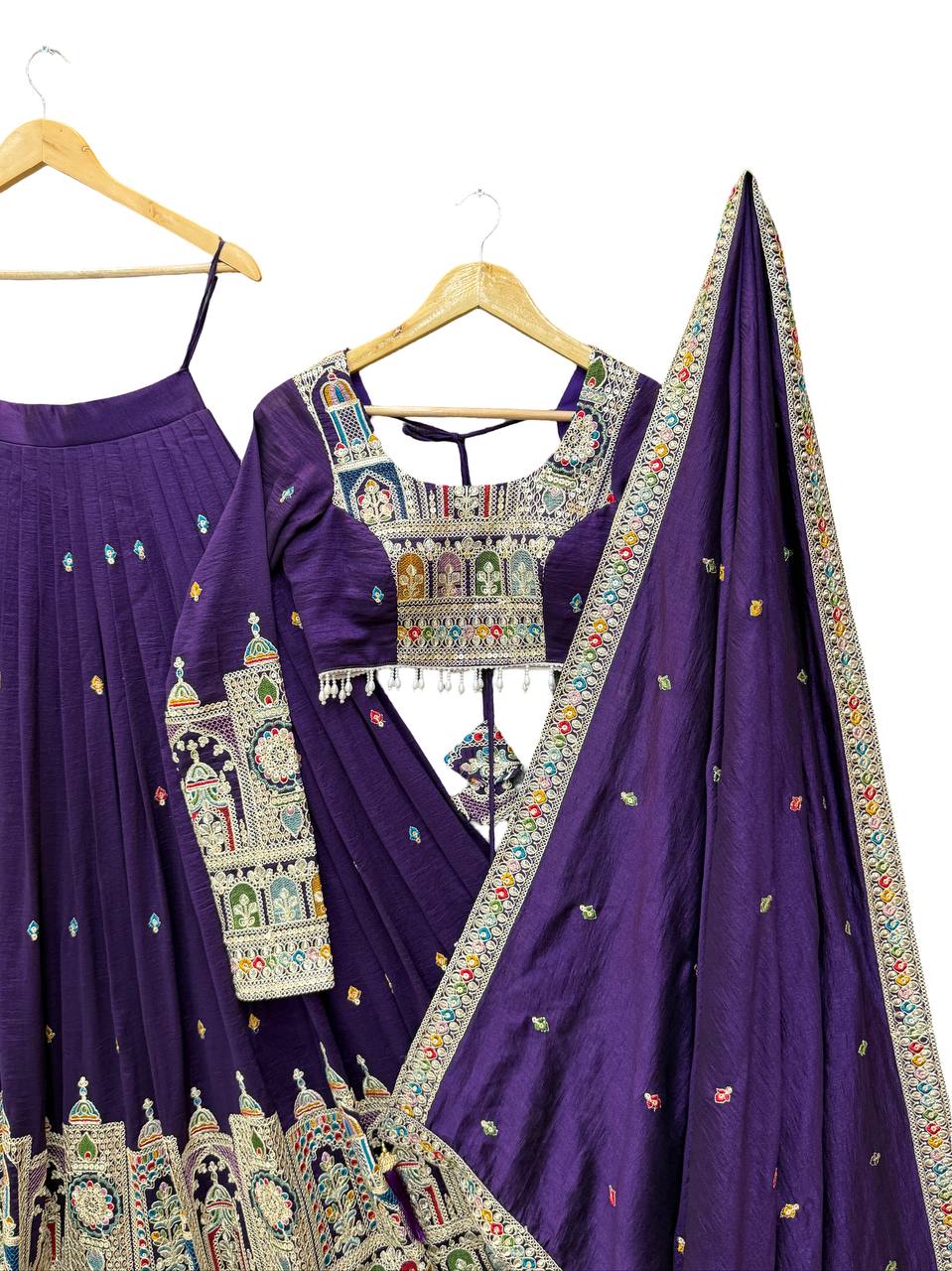 Latest Vichitra Silk Full Stitched Lehenga Choli