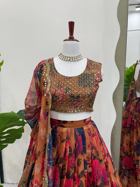 Letest Organza Full Stitched With Sequnce Work Lehenga Choli