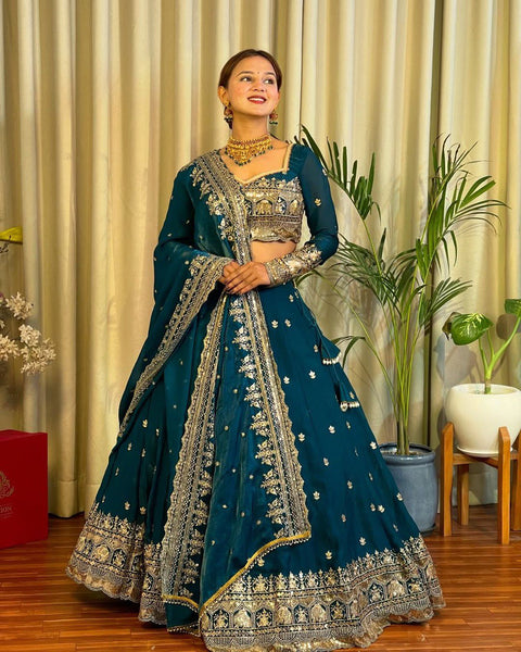 Wedding Wear Blue Color Lehenga Choli