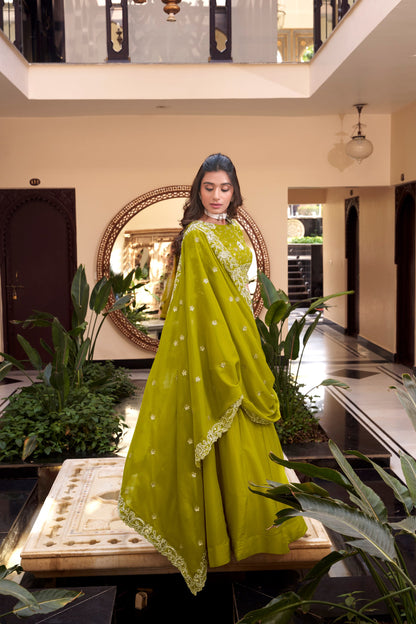 Wedding Wear Green Georgette Lehenga Choli