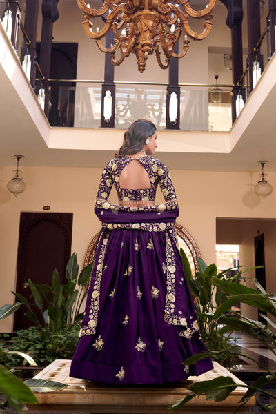 Latest Purple Color Vichitra Silk Pearl Coding Lehenga Choli